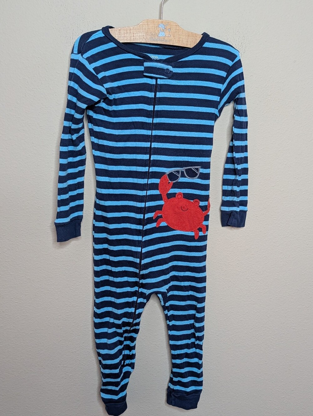 Simple Joys by Carter's Crab Sunglasses Striped Footless Zip Pajamas Cotton 2T